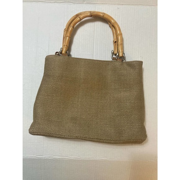 Fossil 1954 Raffia Bamboo Handle Tan‎ Purse Handbag Key Charm - Picture 4 of 7